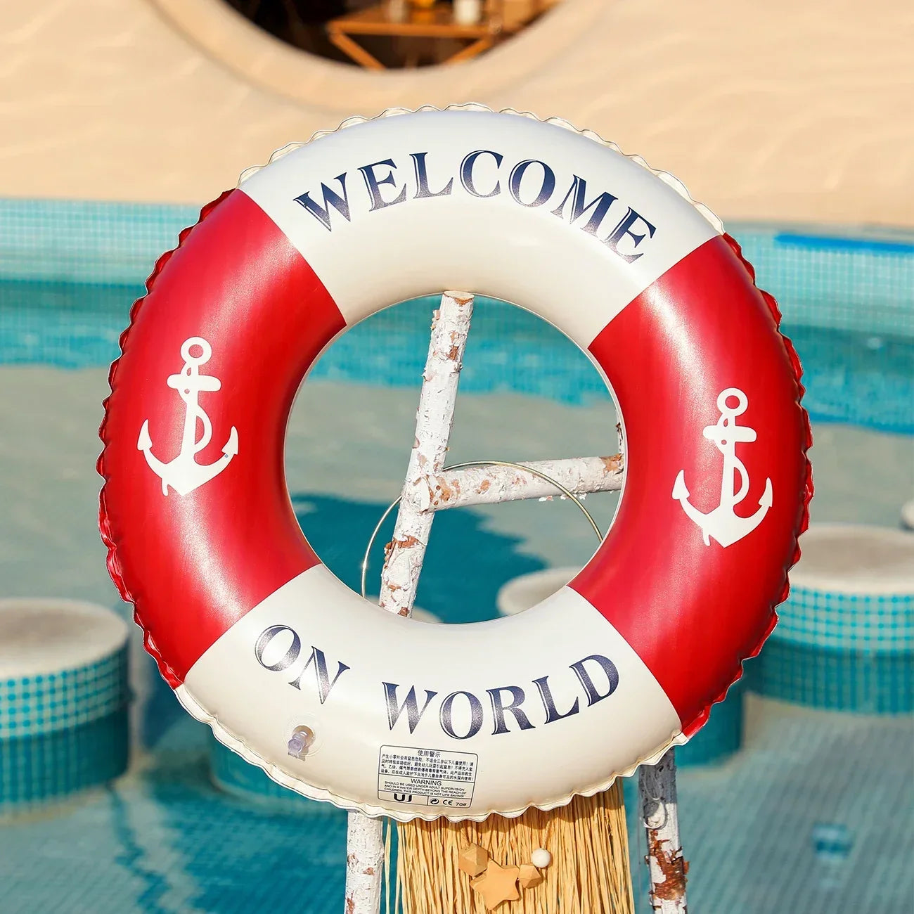 Retro Boat Anchor Women's Swimming Ring, Swimming Pool Floating Row Adult Handrail Lifebuoy, Leisure Beach Swimming Inflatable F