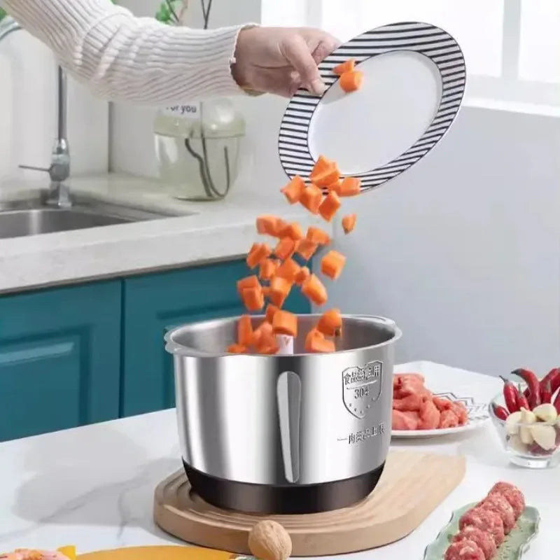 Hot Sale 5L Stainless Steel Electric Food Grinder EU Standard Multifunctional Meat Vegetable Chopper Household Kitchen Processor