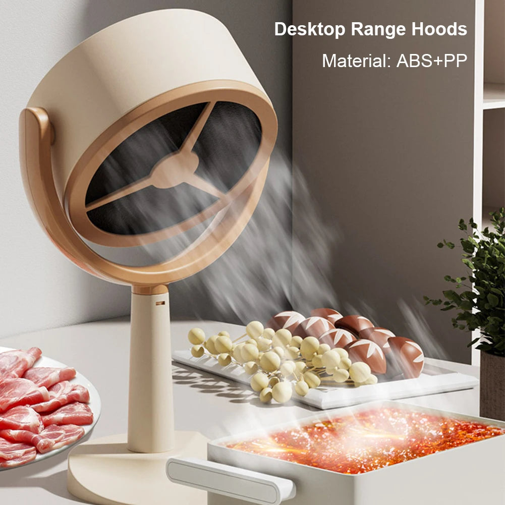 Desktop Range Hood Mini Range Hood Portable USB Charging Extractor Hood Adjustable Angle for Indoor BBQ Hot Pot