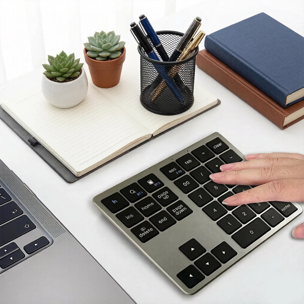 Wireless Numeric Keypad K35, 2.4Ghz & Bluetooth Dual Mode USB-C Rechargeable Numpad for Windows Android iOS