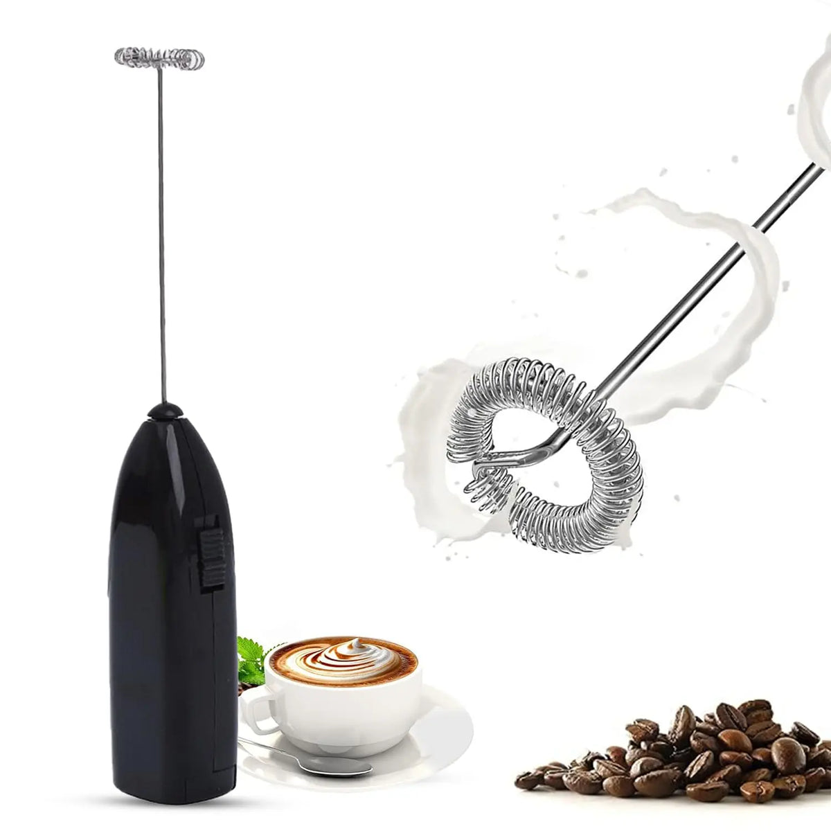 Electric Milk Frother Handheld Battery Powered Coffee Foam Maker Mini Whisk Mixer for Latte Cappuccino Egg Hot Chocolate