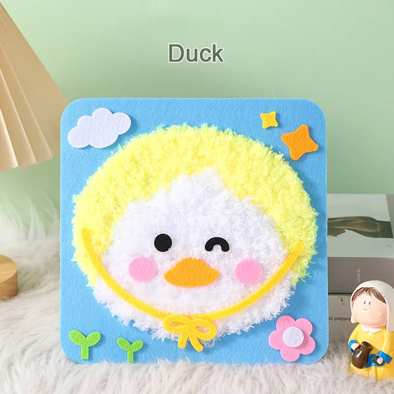 DIY Cartoon Animal Embroidery Doll Kits Fun Non-woven Fabric Threading Sewing Boards Kids Children Handmade Crafts Toys Gifts
