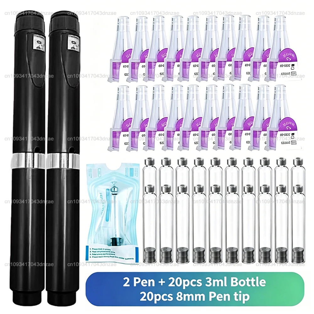 Aluminum Magic Pen Kit 10 Colors Cartridges 3ml Empty Cassette Bottle Sterile Set Disposable 8mm Pen Tip for Lilly Insulin Pen