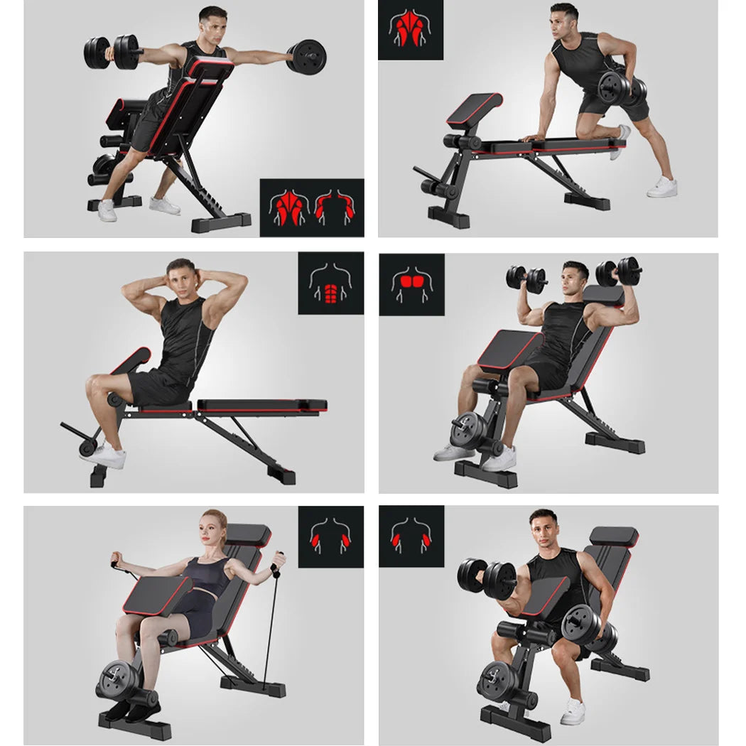 Foldable Gym Weight Bench Dumbbell Bench w/ Leg Lift Home Gym Storage