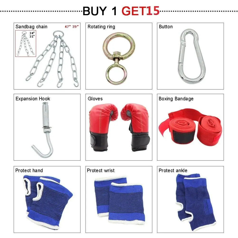 Punch Bag Boxing Set 100cm Heavy MMA Punching Kicking Home Gym Exercise Bag AU