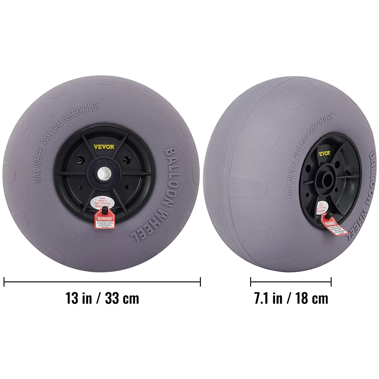 SucceBuy Beach Balloon Wheels 9/13/15.7" Replacement Sand Tires TPU Cart Tires for Kayak Dolly Canoe&Buggy w/ Free Air Pump 2Pcs