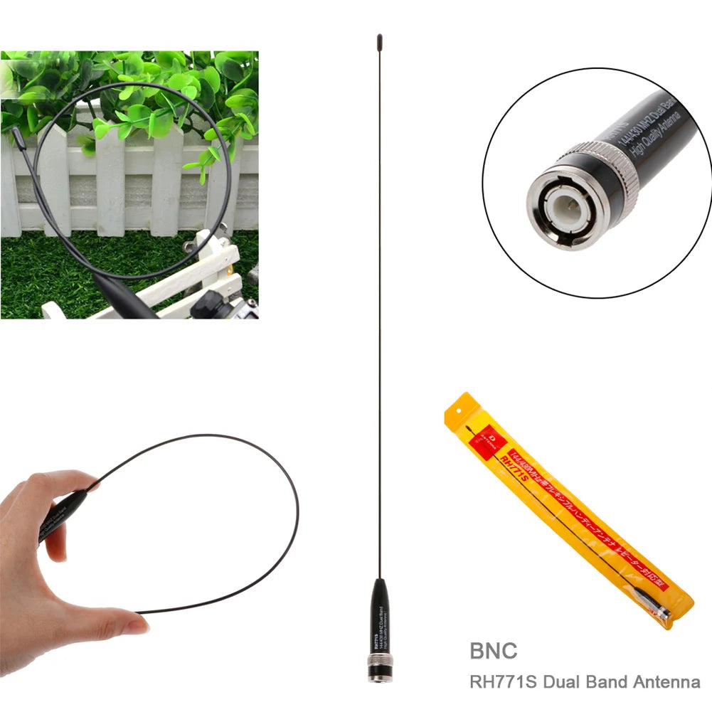 BNC Antenna RH771S Dual Band Antenna Ultra-thin 144/430MHz Accessories for Icom IC-V8 IC-V80 Radio for Kenwood TK100