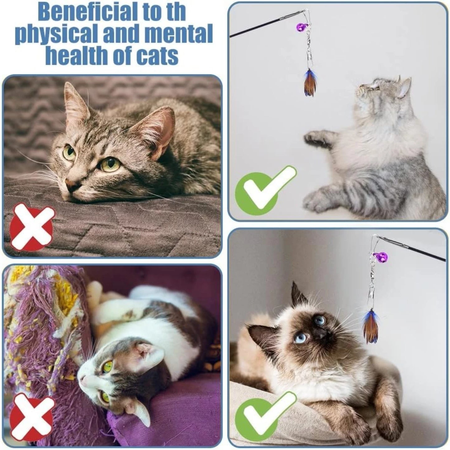 Soft and Interactive Fluffy Cat Feather Toys - Keep Your Curious Kittens and Cats Happy and Active with 5PCS of Refreshing Refil
