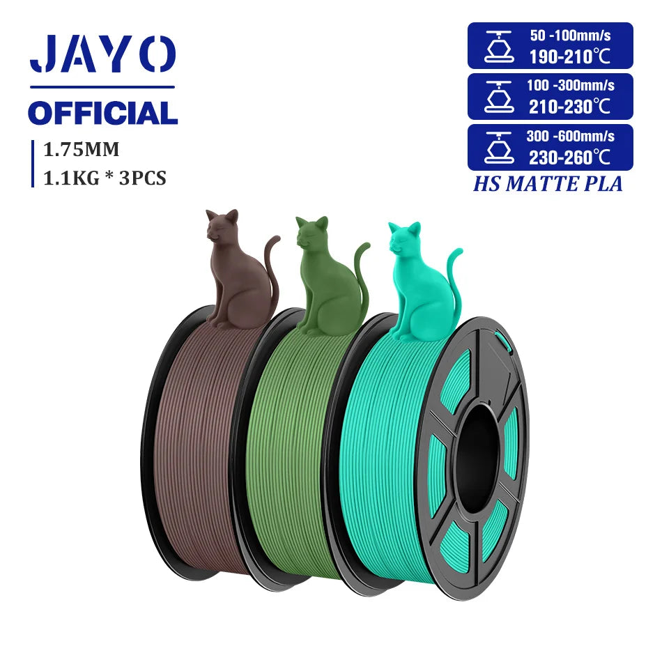 JAYO PLA Classic 1.75mm 3D Filament High Speed Matte PLA Filament For FDM 3D Printers 600mm/s High Speed Printing Materials