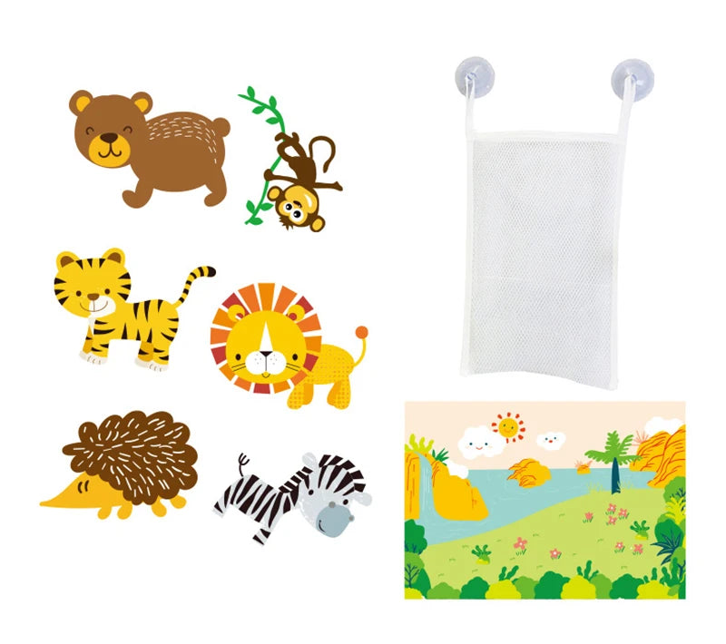 Baby Toy Animal Bath Toys for Kids Soft EVA Paste Bathroom Toys Animal Cognitive Floating Water Toys for Boys Girls 2 to 4 Years
