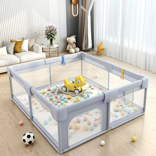 Portable Baby Gate & Travel Game Bed For Indoor/Outdoor Use | Childproof Play Fence Non-Slip Base - Foldable Design