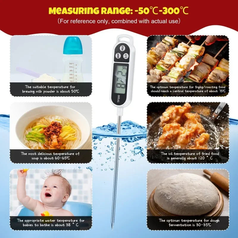 Stainless Steel Probe Cooking Food, Barbecue Stove, Water, Milk, Oil, Liquid Meat, Digital Kitchen Thermometer Kitchen Tools