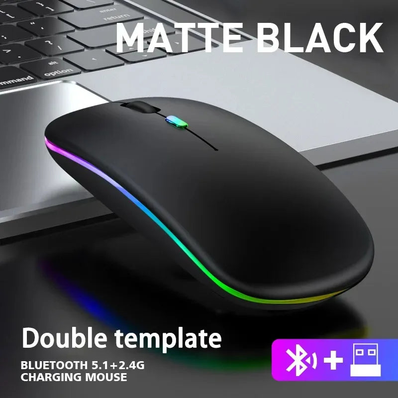 Bluetooth 2.4G USB Wireless Mouse Ergonomic Silent Gaming Mouse Portable Rechargeable RGB Backlight Mouse For Computer Laptop PC