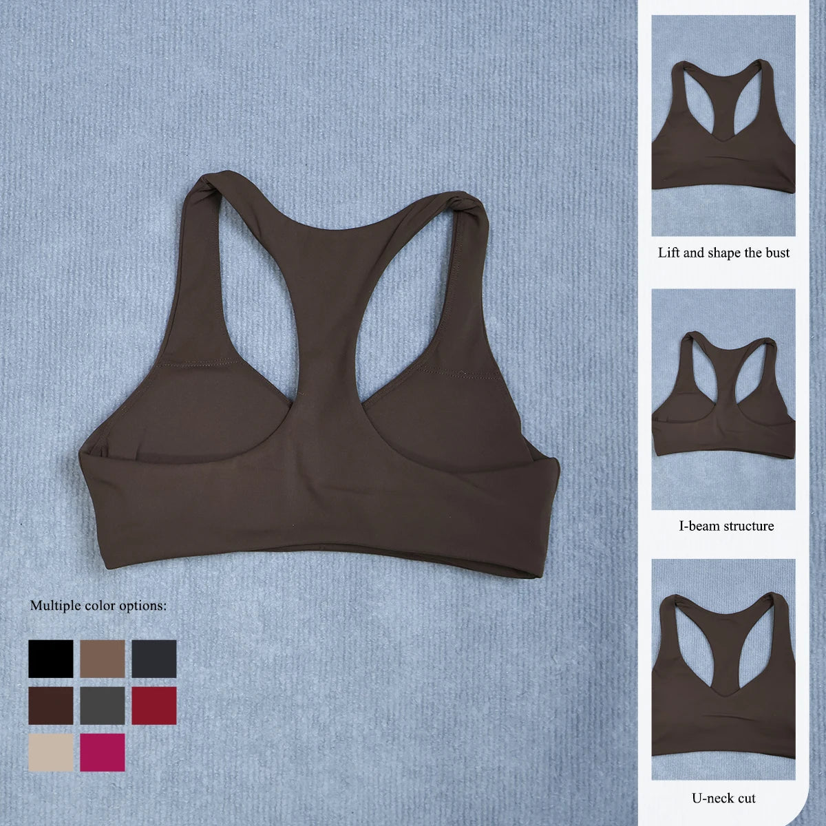 Summer Halter Neck Padded Sports Yoga Bra for Women Shock Absorption Support Backless Crop Top for Outdoor Running And Gym