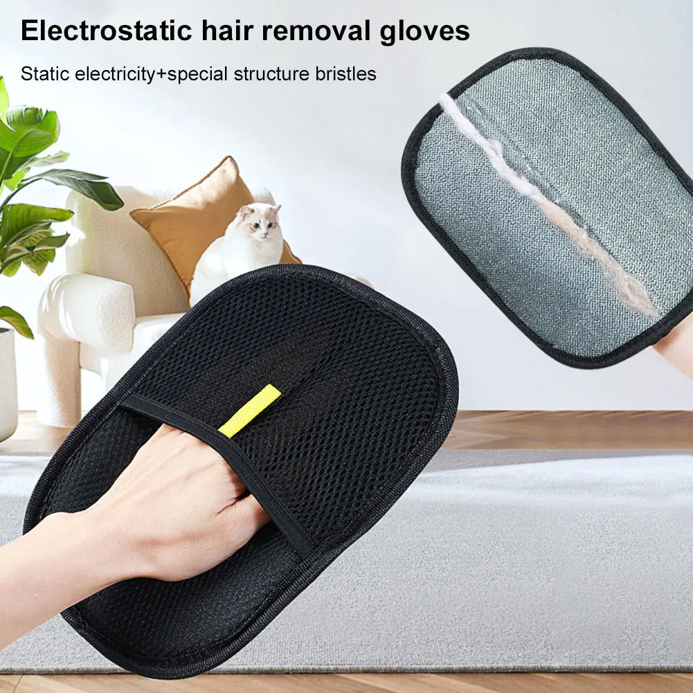 Pet Electrostatic Hair Removal Gloves Pet Grooming Gloves Dog Cat Deshedding Brush Glove Double-Sided Fur Hair Cleaning Gloves
