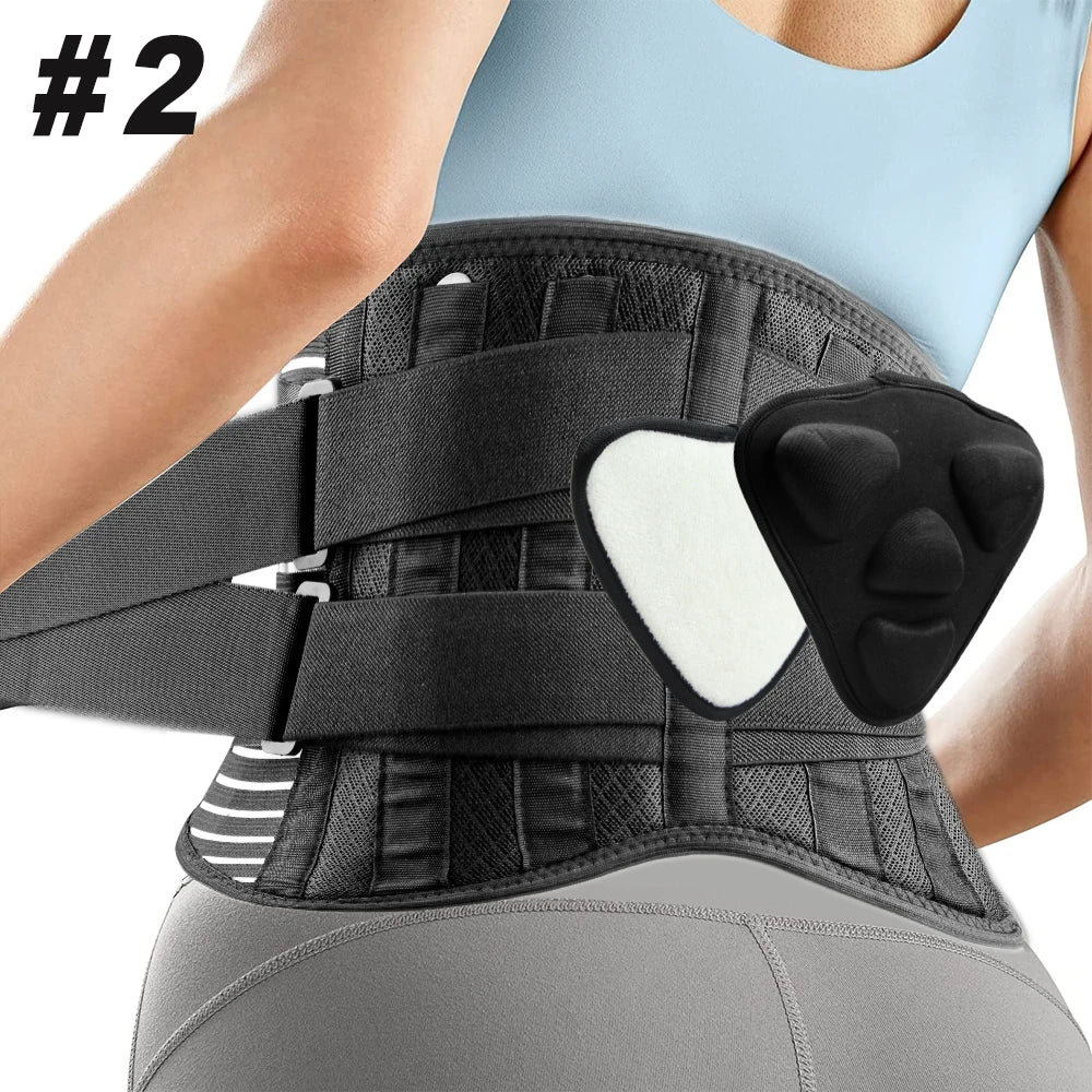 Black Brace for Lower Back Pain Relief, Breathable Waist Brace Adjustable Lumbar Support for Herniated Disc, Sciatica, Scoliosis