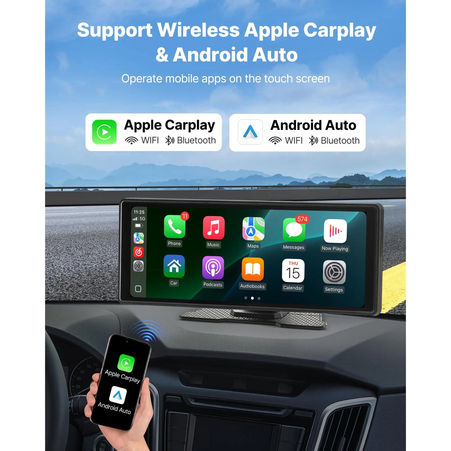SucceBuy Wireless Car Stereo 7/9/10-Inch HD Portable Radio Touch Screen CarPlay Screen for Car with Voice Control GPS Navigation