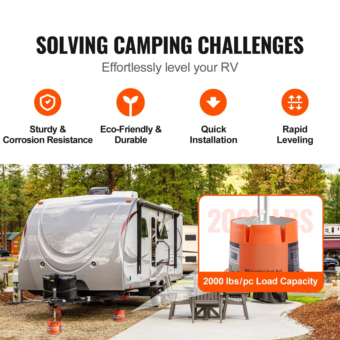 SucceBuy Trailer Jack Block 2000lbs Capacity per RV Leveling Block High-quality Polypropylene RV Camper Stabilizer Blocks 2Pack