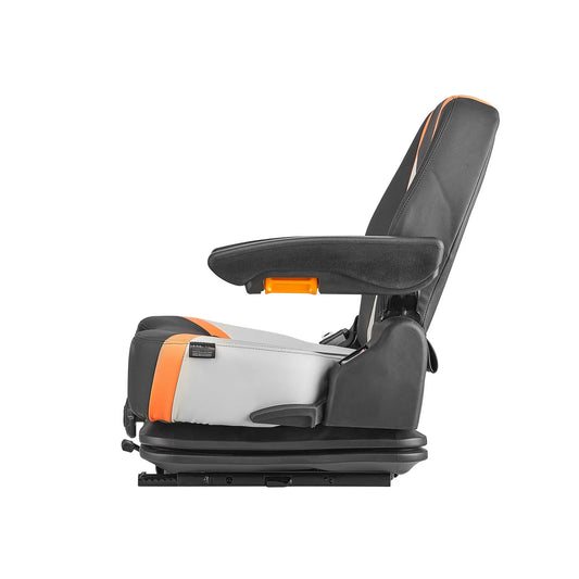 SucceBuy Universal Forklift SeatTractor Suspension Seat w/ Back Armrest Safety Secure Fold Down Tractor Skid Loader Bulldozer.