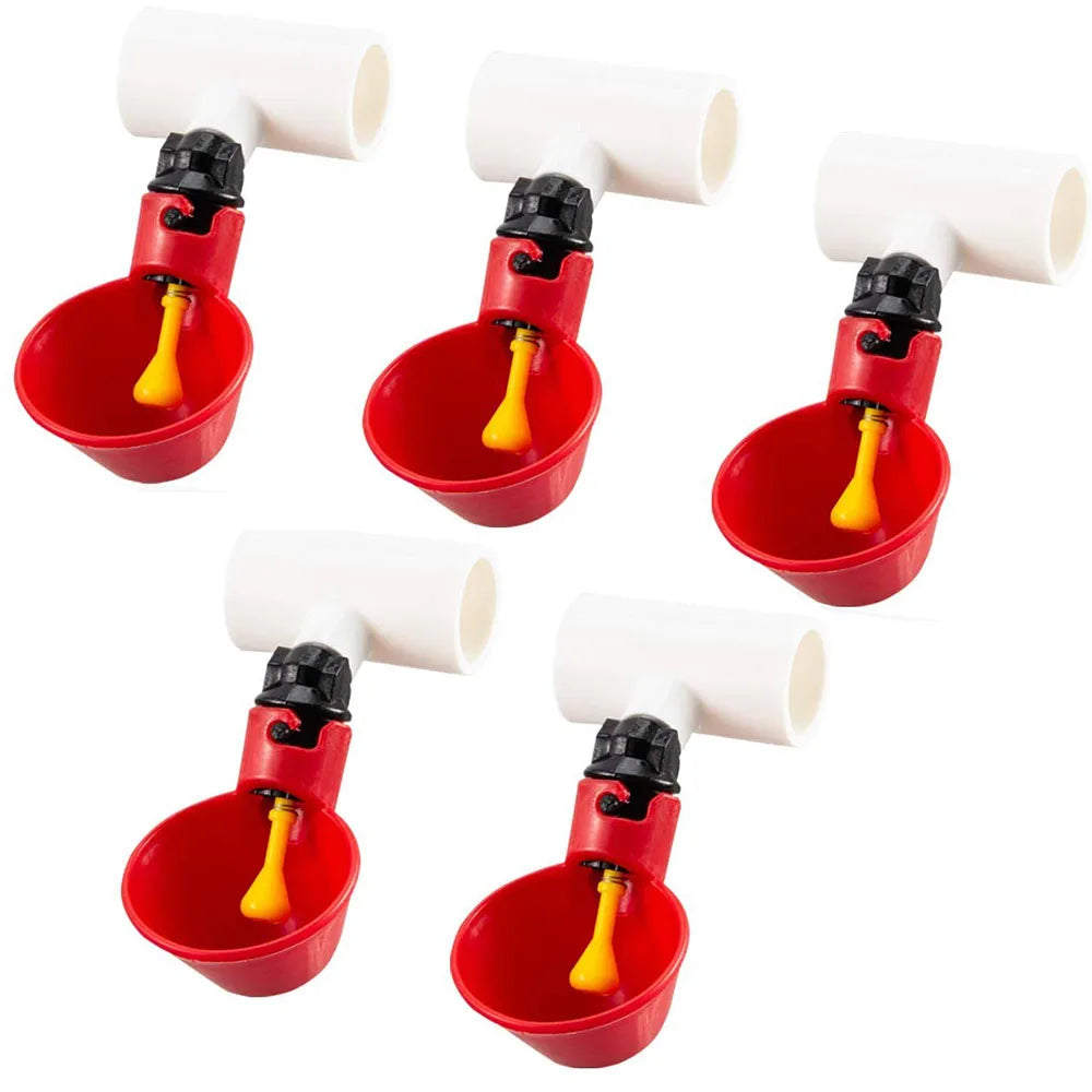 10PCS Automatic Cups Water Feeder Drinker Chicken Waterer Poultry Chook Bird AU