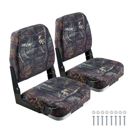 SucceBuy Boat Seat Low Backrest Folding Fishing Seat w/ Thickened Sponge Cushion&PU Polyester Fabric PP Frame Flip Up Boat Seat