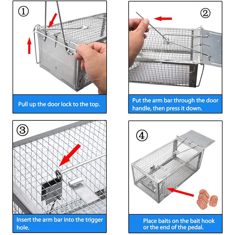 1-4pcs Humane Rat Trap Cage Live Animal Catch Pest Rodent Mouse Bait Control Box