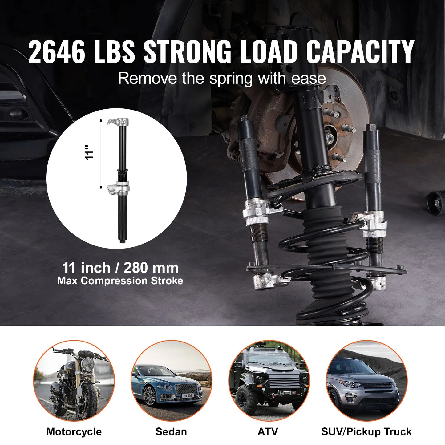SucceBuy Coil Spring Compressor Tool 2 PCS Heavy Duty Strut Spring Compressor Set 2646 lbs Strut Spring Compressor for Truck ATV