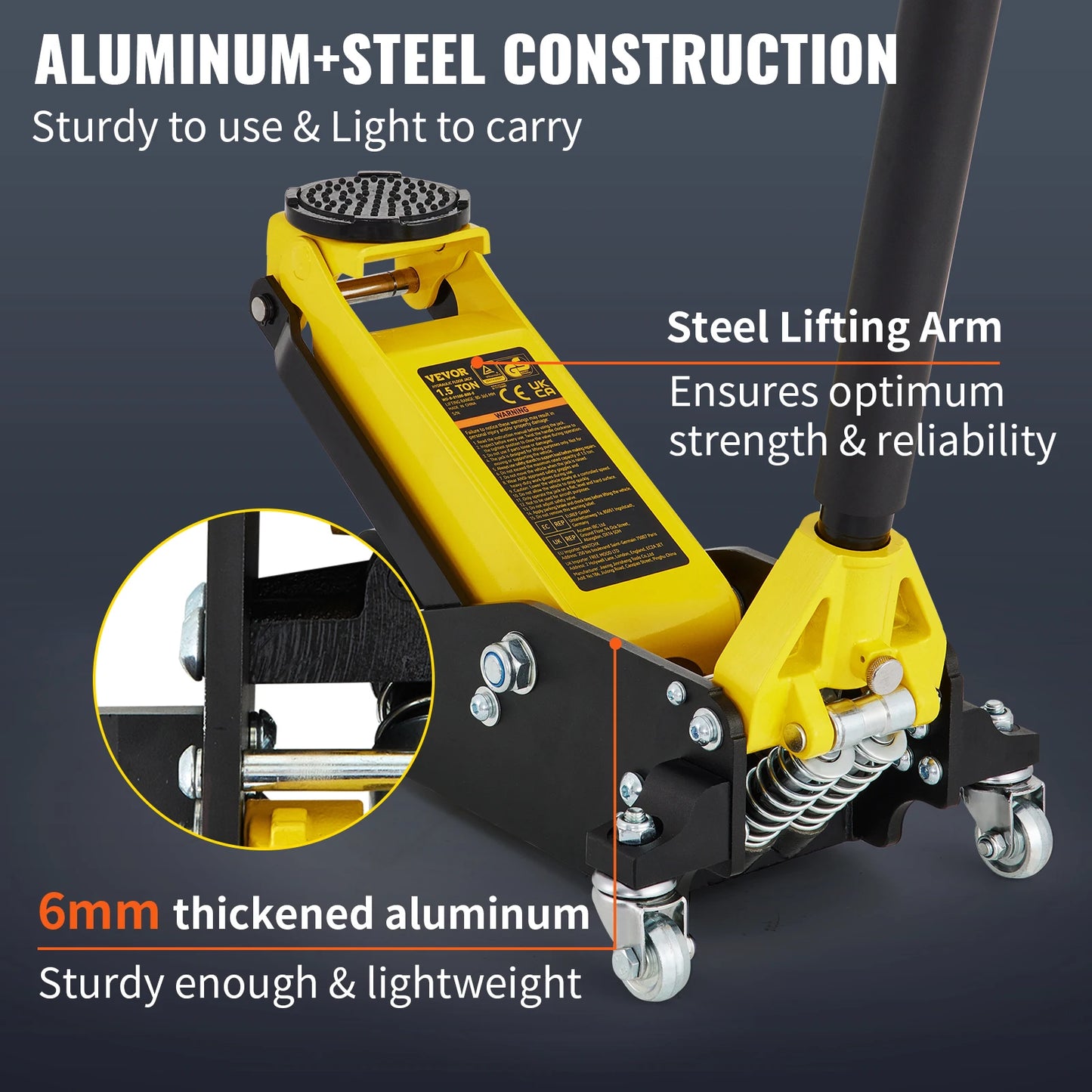 SucceBuyCar Jack 1.5-3 Ton Floor Jack Aluminum&Steel Racing Jack Single Pistons Quick Lift Pump Tire Change Lifting Repair Tool