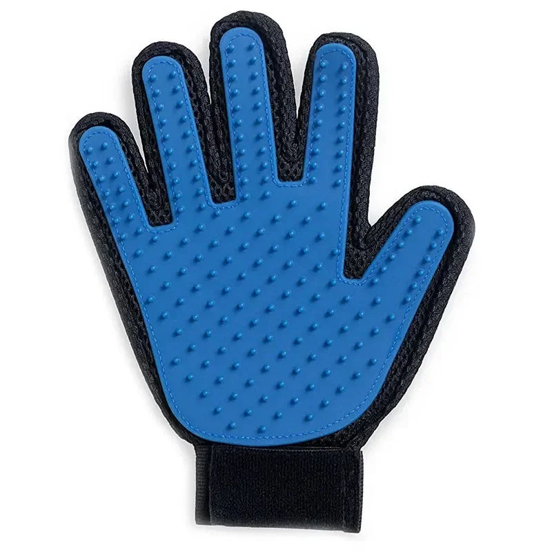 2-in-1 Pet Grooming Gloves, Silicone Deshedding Brush & Massager for Dogs Cats, Removes Loose Hair, Boosts Circulation, Bathing