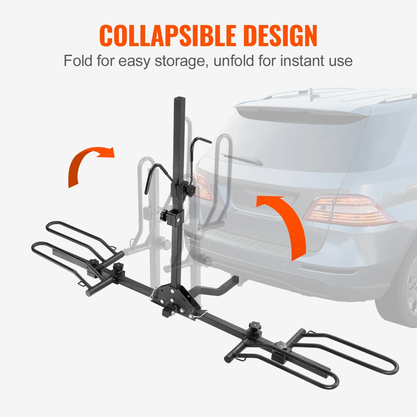SucceBuy Hitch Mount Bike Rack 2-Bike Platform Style 160 LBS Bike Rack Hitch Titling and Folding Bike Carrier for Car