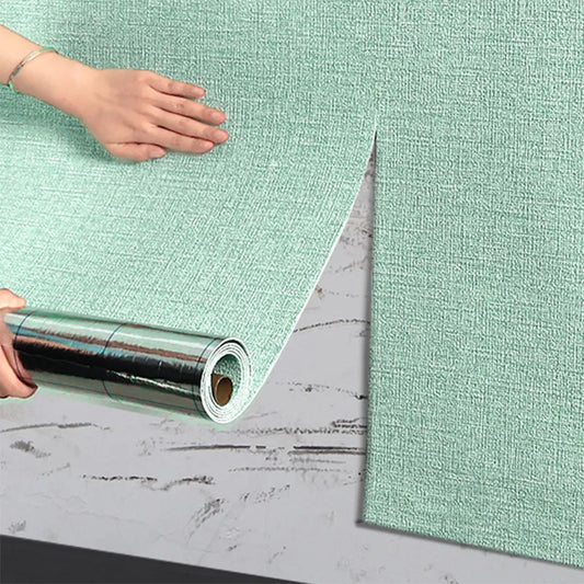 50cmX2.8/10m Linen 3D Foam Wallpaper Self-adhesive PVC Solid Color Thickened Waterproof Background Wall Renovation Wall Stickers