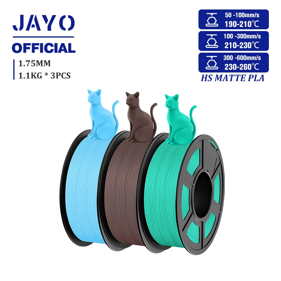 JAYO PLA Classic 1.75mm 3D Filament High Speed Matte PLA Filament For FDM 3D Printers 600mm/s High Speed Printing Materials
