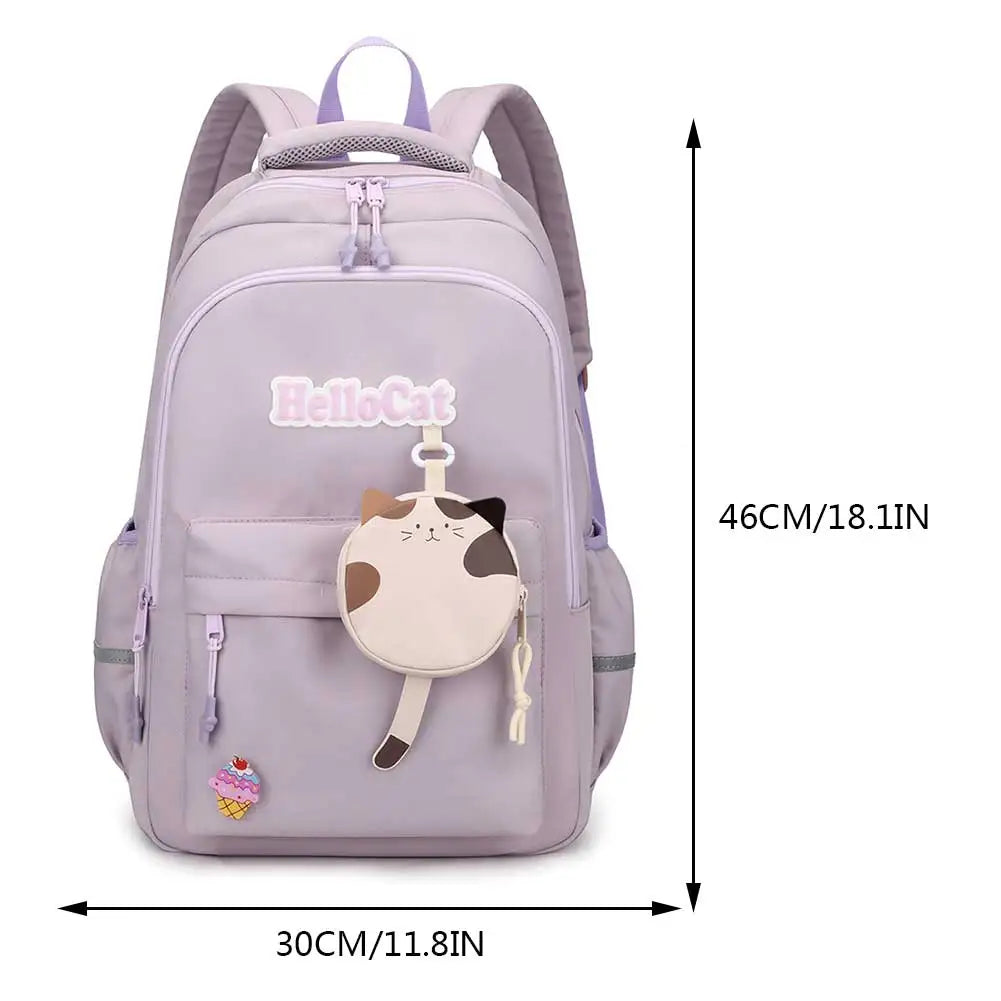 Nylon Campus Backpack Adjustable Shoulder Straps Cartoon Messenger Bag Multi Pocket Design with Zipper Campuses Supplies