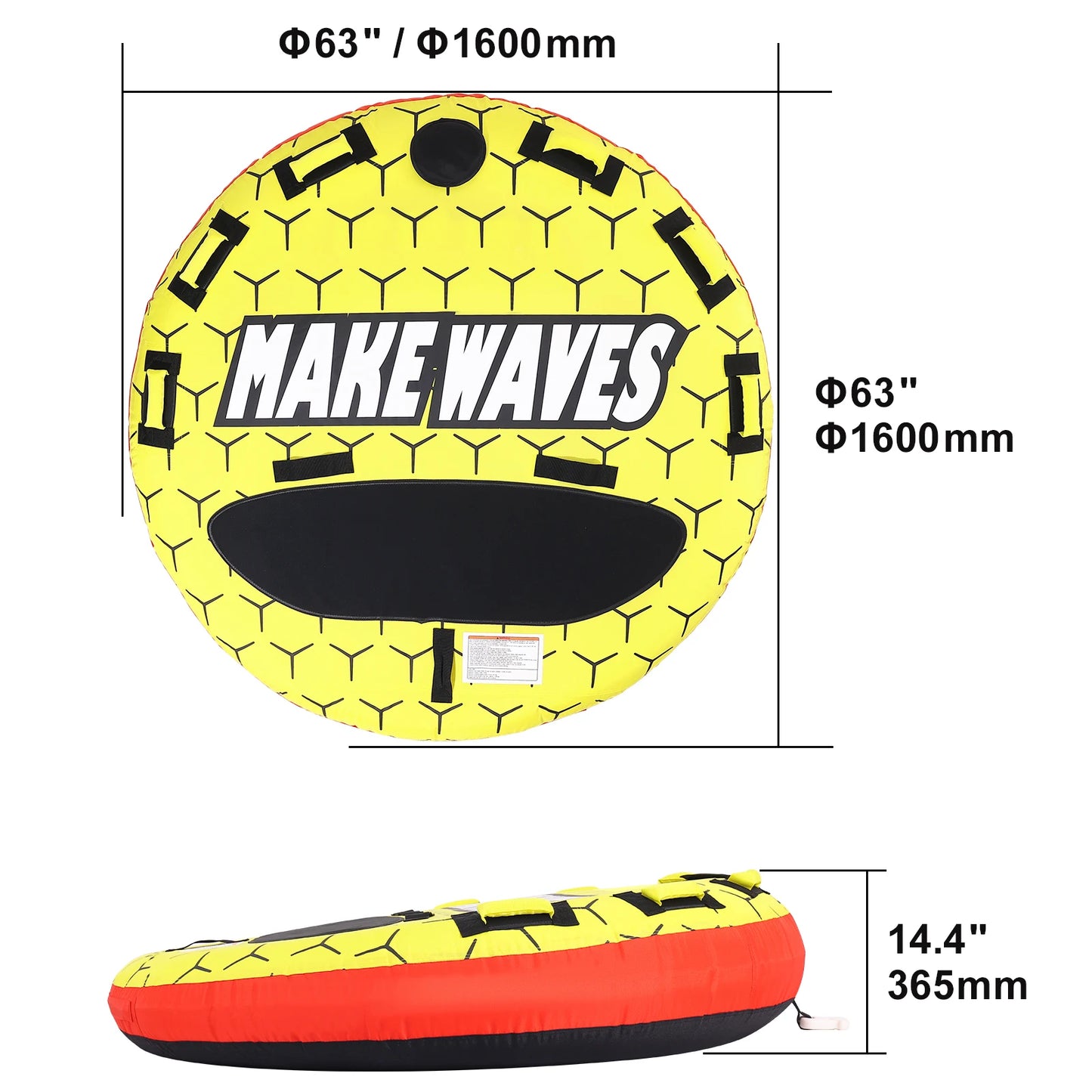 SucceBuy Towable Tube for Boating, 1-3 Riders Inflatable Towable Tube with Bumper Fins, 510 lbs Water Sport Towable Tubess