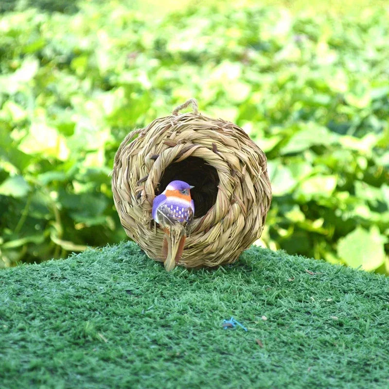 Birds Nest Bird Cage Grass Egg Cage Bird House Outdoor Decorative Weaved Hanging Parrot Nest Houses Pet Bedroom