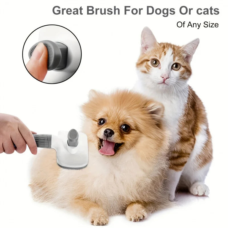 Easy-Clean Pet Grooming Brush, One-Click Hair Removal with Self-Cleaning Button – Special for Cats & Dogs, All Seasons Available