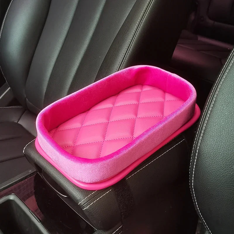Cute Cartoon Panda Bear Plush Car Armrest Storage Box Auto Center Console Arm Rest Organizer For Phone Keys Coin Basin Holder