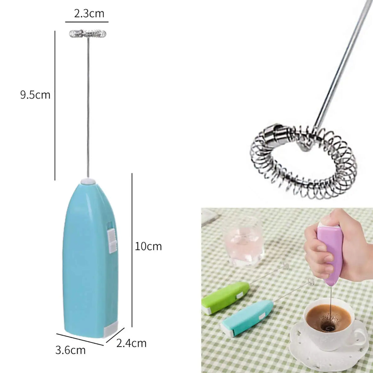 Electric Milk Frother Handheld Battery Powered Coffee Foam Maker Mini Whisk Mixer for Latte Cappuccino Egg Hot Chocolate