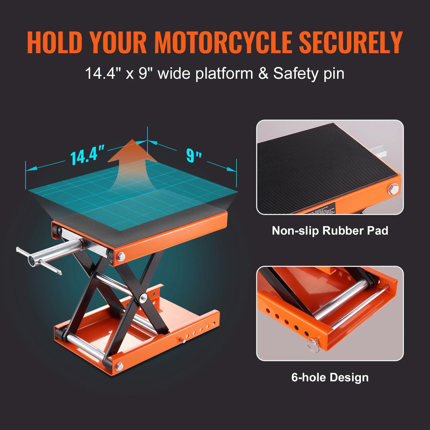 SucceBuy Motorcycle Lift 350/1100/1500 LBS Capacity Motorcycle Scissor Lift Jack with Wide Deck&Safety Pin to Bikes Motorcycles