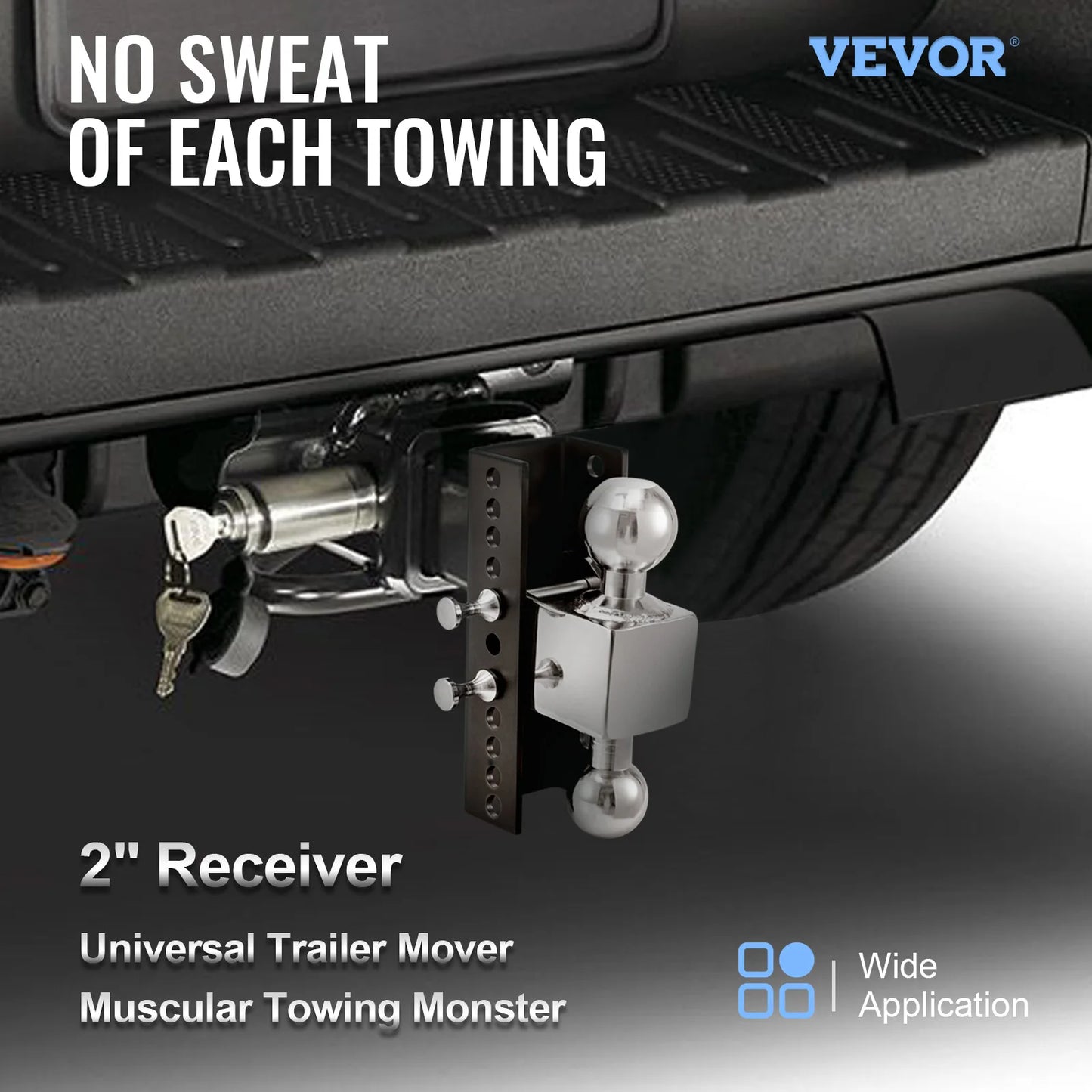 VEVOR Adjustable Trailer Hitch Heavy Duty 6/8" Rise & Drop Hitch Ball Mount Tow W/ Key Lock for Automotive Truck Trailers Towing