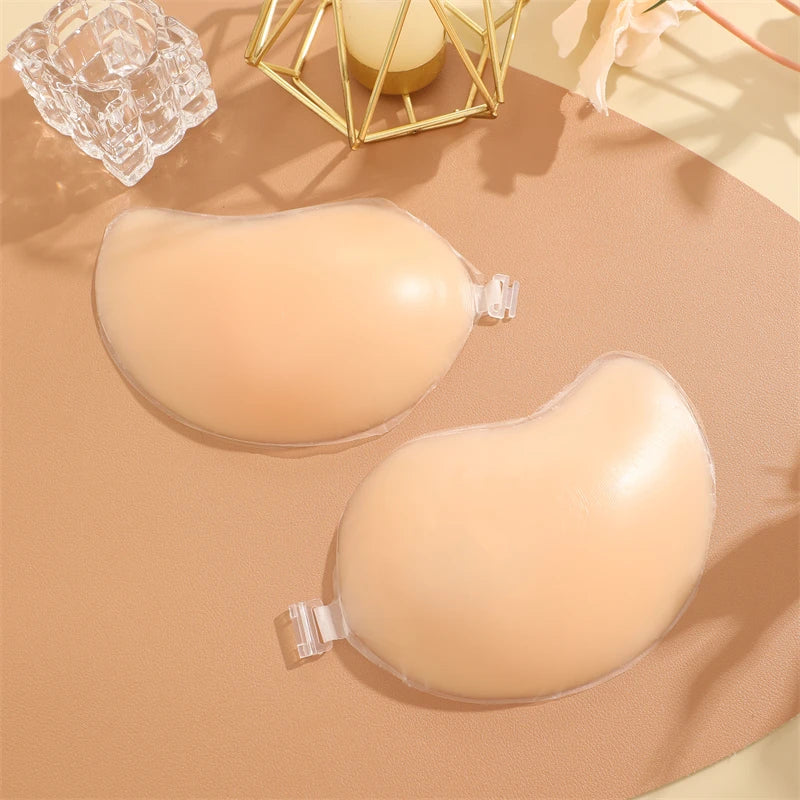Reusable Silicone Nipple Covers Women Mango Shaped Self Adhesive Bra Strapless Push-Up Bralette Invisible Breast Petals Lingerie