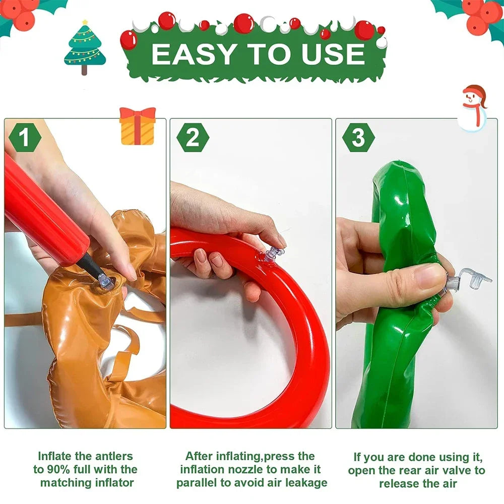 1 Set Inflatable Reindeer Antlers Ring Toss Game Christmas Games for Family Party New Year Gift