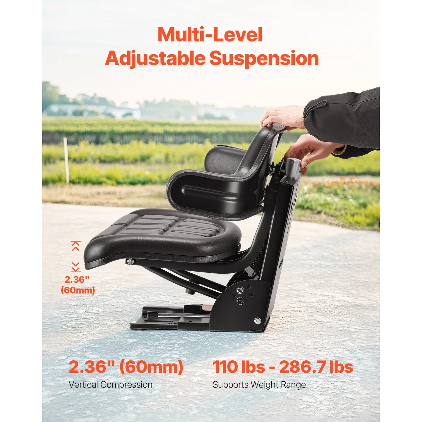 SucceBuy Universal Forklift Seat Wrap Around Adjustable Suspension Seat with Tilt Fits for John Deere Ford Ferguson New Holland