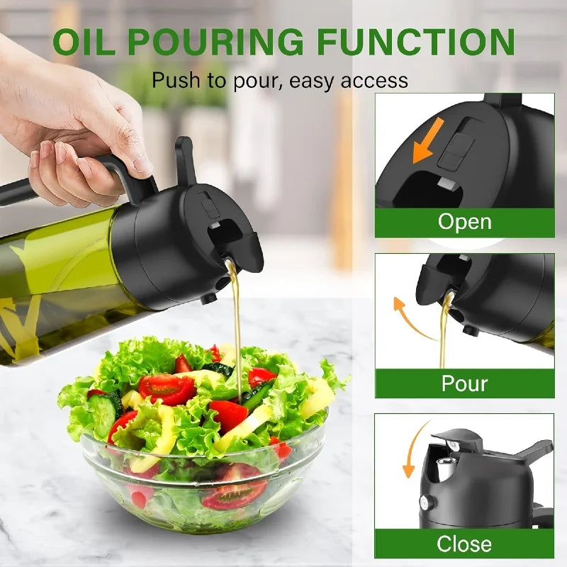 Oil Spray Bottle Oil Cruet Dispenser  Kitchen Items and Accessories 500ml Oil Spray for Cooking Plastics Spray Pour Camping BBQ