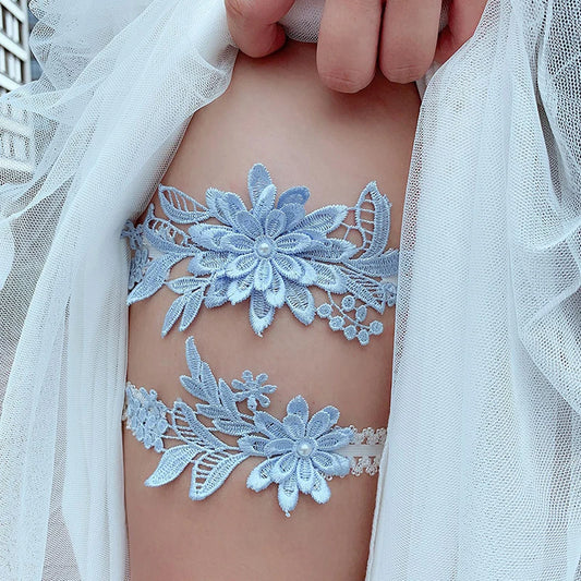 Sexy Lace 2pcs/Set Wedding Garter Lace Embroidery Floral Sexy Garters for Women/Bride Thigh Ring Bridal Leg Garter