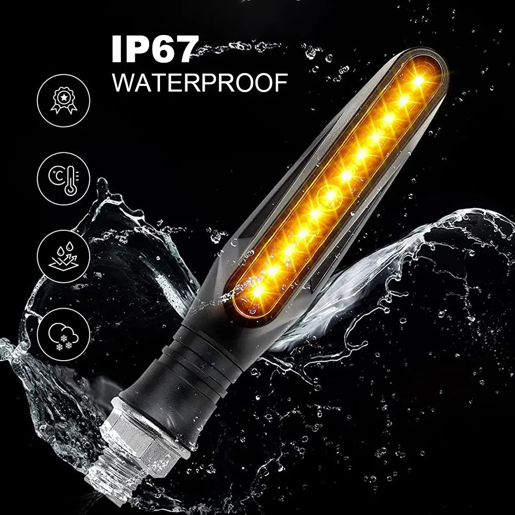 2pcs Motorbike Side Turning Indicators 12V 12LEDS Daytime Running Lights High Brightness Waterproof for Motorcycles Beach Bikes