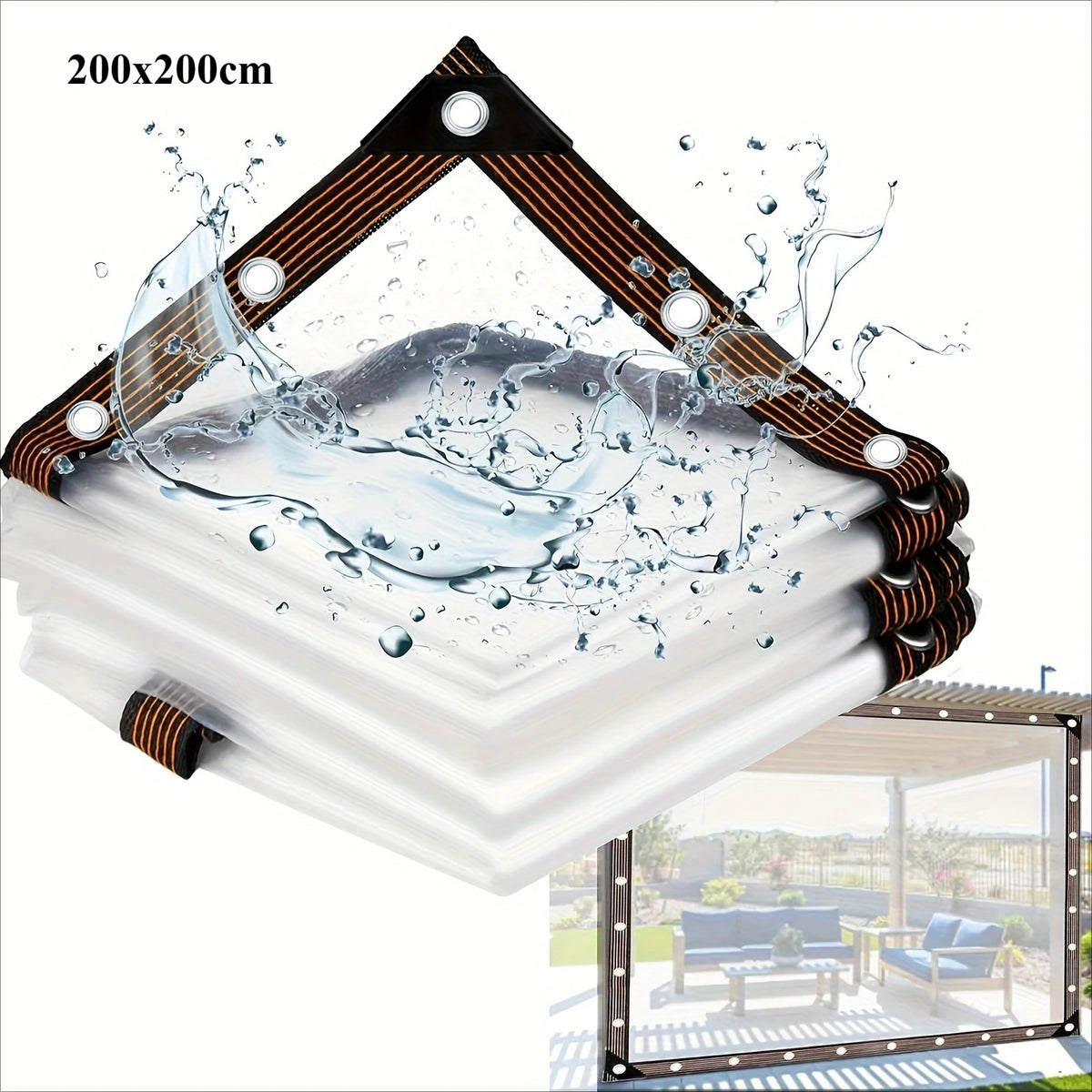 Transparent Waterproof Cloth Rainproof and Sunscreen Tarpaulin - Very Suitable for Garden Courtyard Balcony Sunshade and Camping