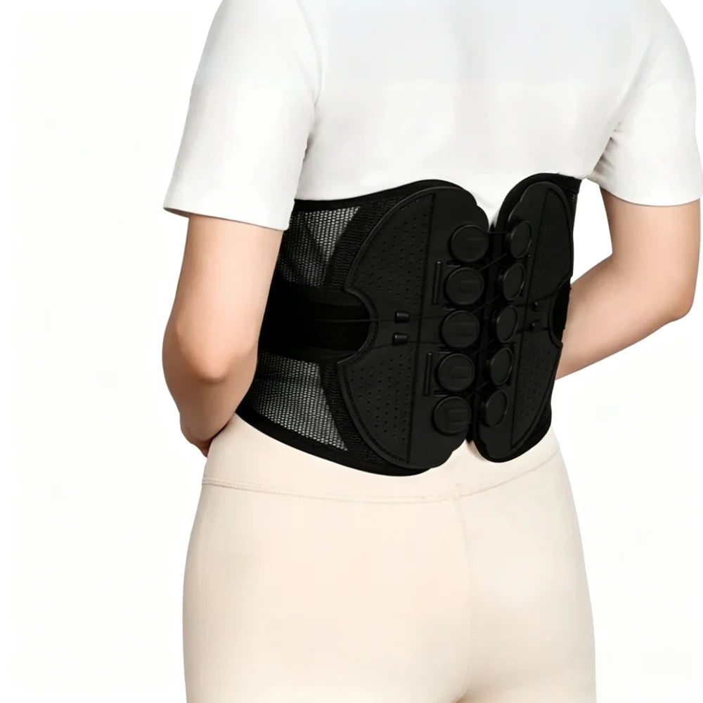 Lumbar Back Support Brace Breathable Mesh Waist Support Belt with Lumbar Panel Compression Strap for Daily Posture Support