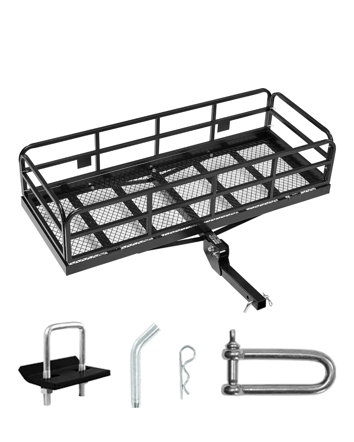 SucceBuy Hitch Cargo Carrier with Nighttime Reflective Reminder Folding Hitch Mount Cargo Carrier with Hitch Stabilizer for SUV