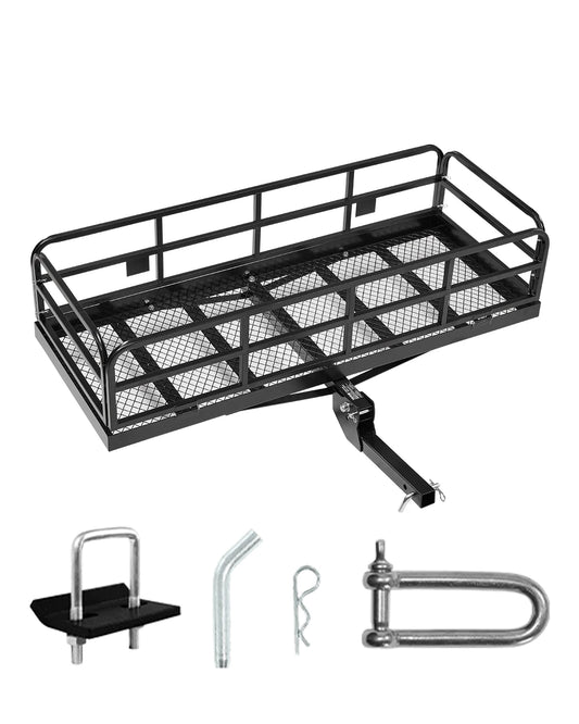 SucceBuy Hitch Cargo Carrier with Nighttime Reflective Reminder Folding Hitch Mount Cargo Carrier with Hitch Stabilizer for SUV